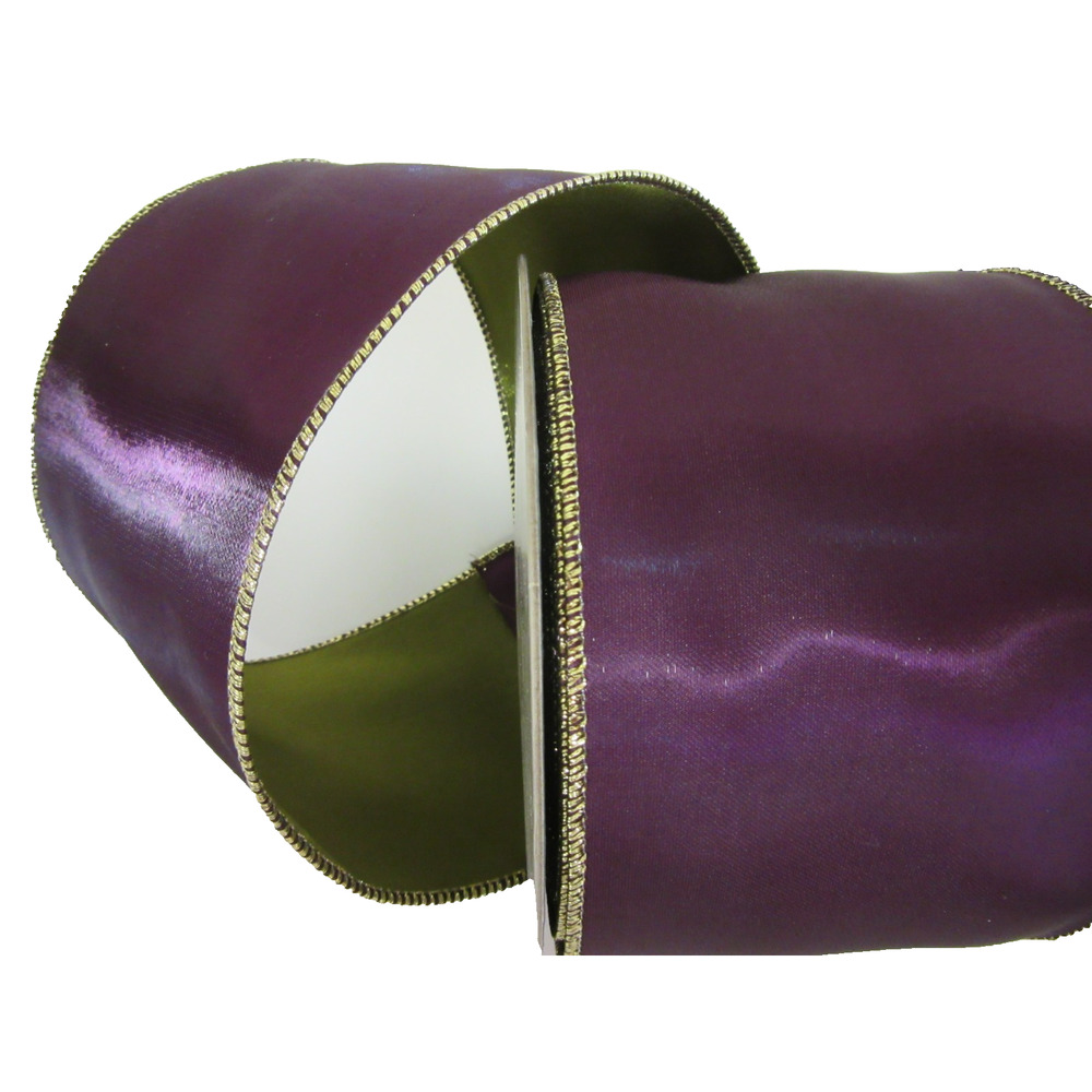 PURPLE 4" x 10 yds Wire Edge Satin Finish Ribbon d.stevens Halloween Fall Wreath - Picture 2 of 2